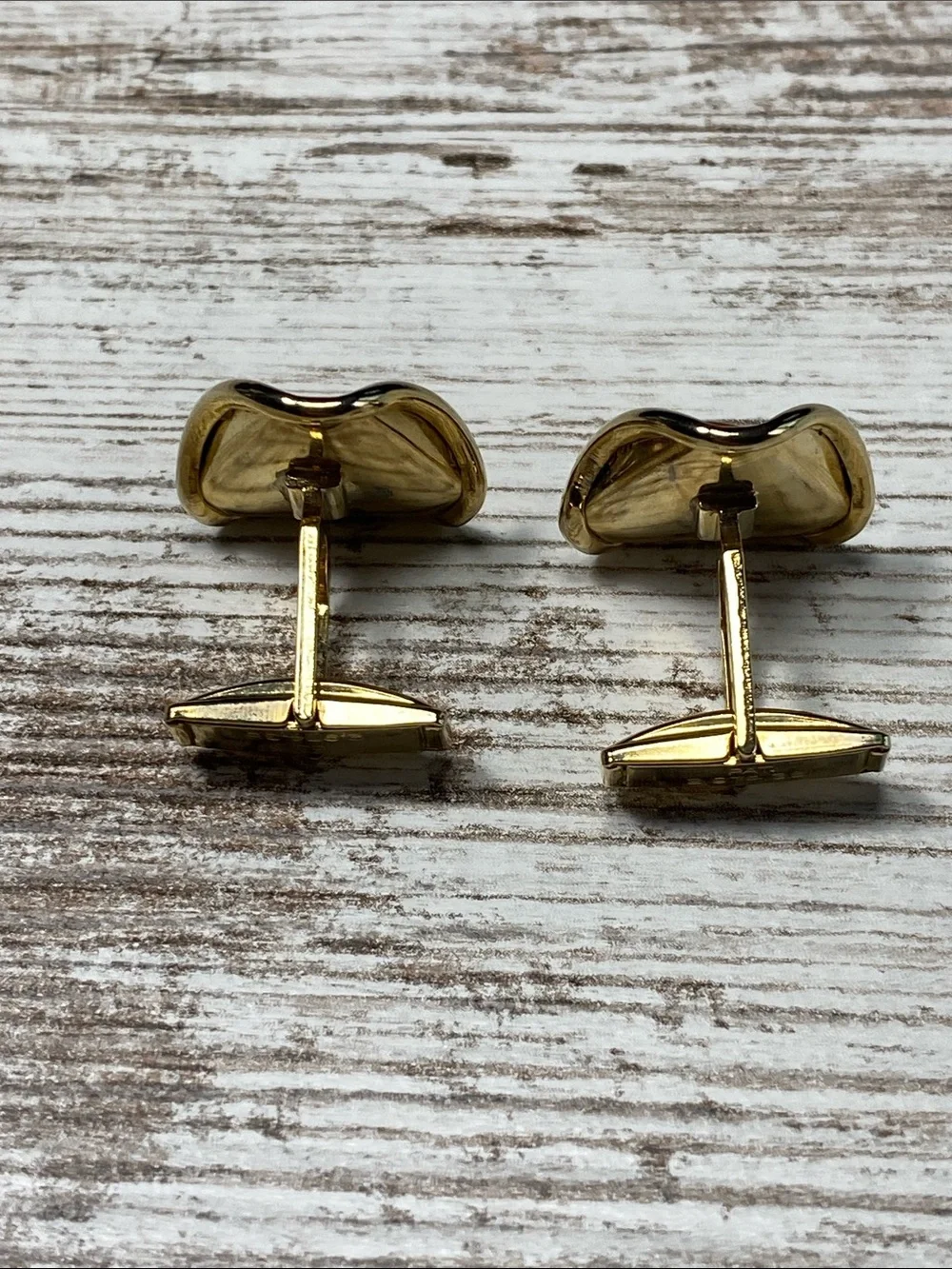 Vintage Gold Tone Amber Lucite Cufflinks Mid Century Modern Retro Mens Jewelry
